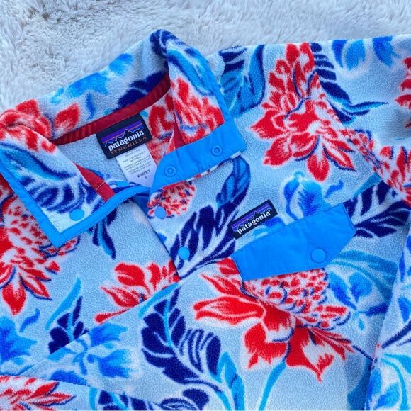 Patagonia Manoa Dust Hawaiian Snap-T Fleece Synchilla Pullover Floral Sz. S - Picture 5 of 7